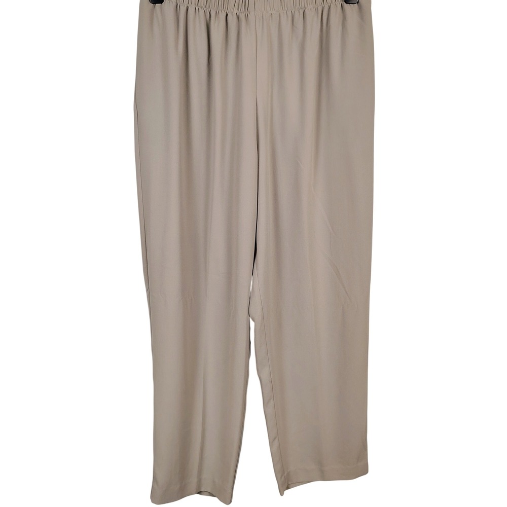 Leslie Fay Womens SZ 18 Straight Leg Pants Taupe Beige Officecore Minimalist